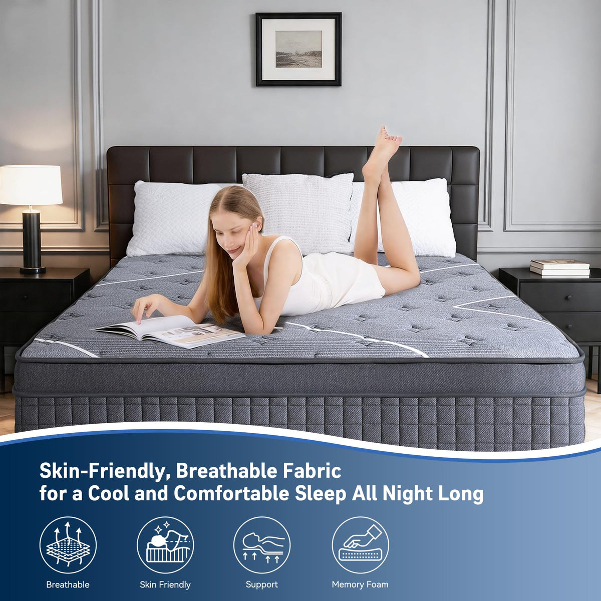 12 Inch Gel Memory Foam Hybrid Mattress B502
