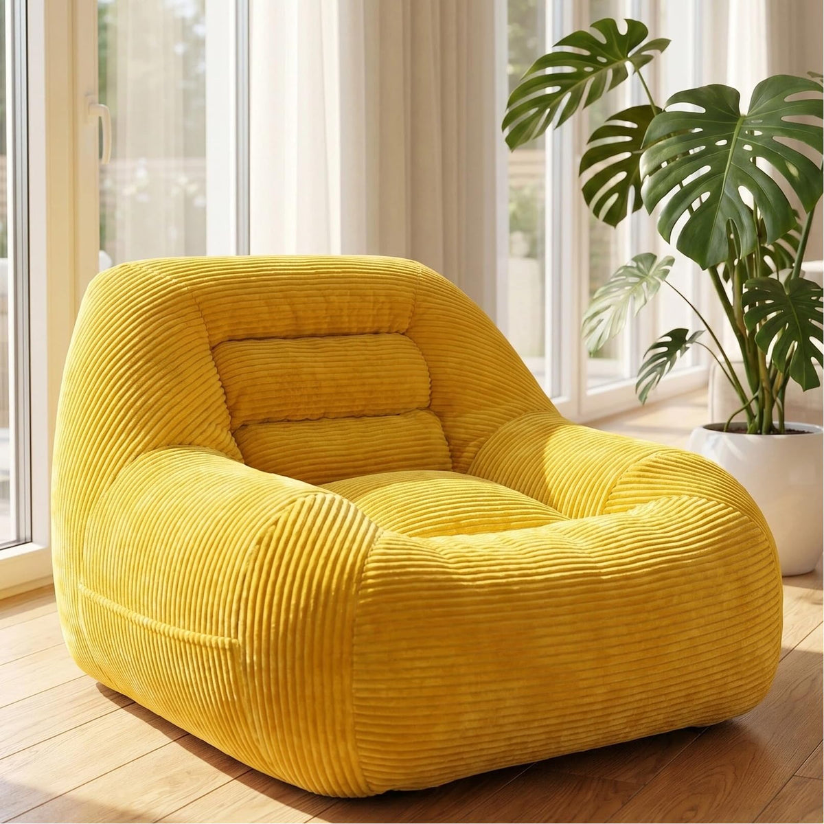 Oversized Corduroy Memory Foam Bean Bag Chair J733