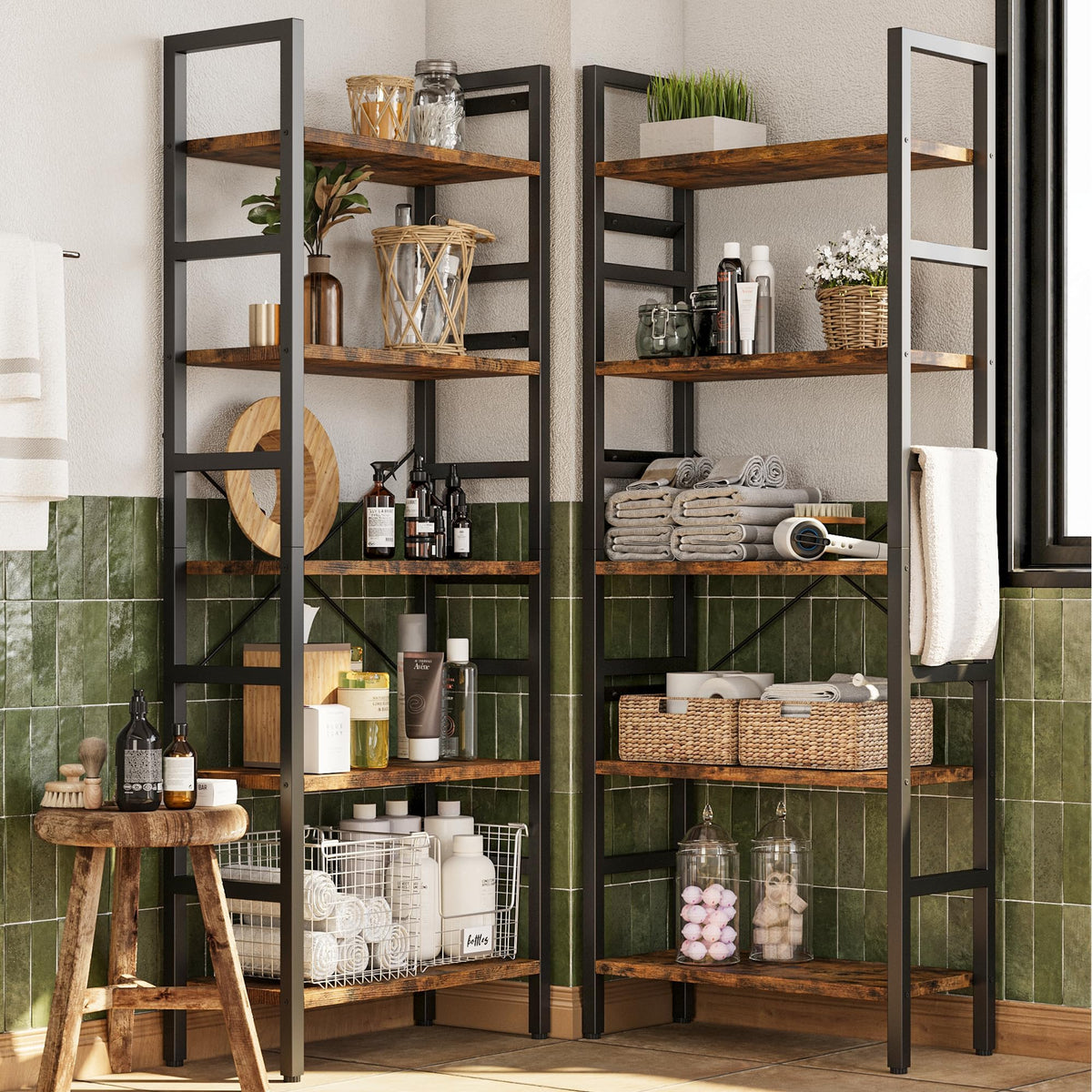 70x70 5 Tier Wooden Bookcase with 17 Open Shelf J98672