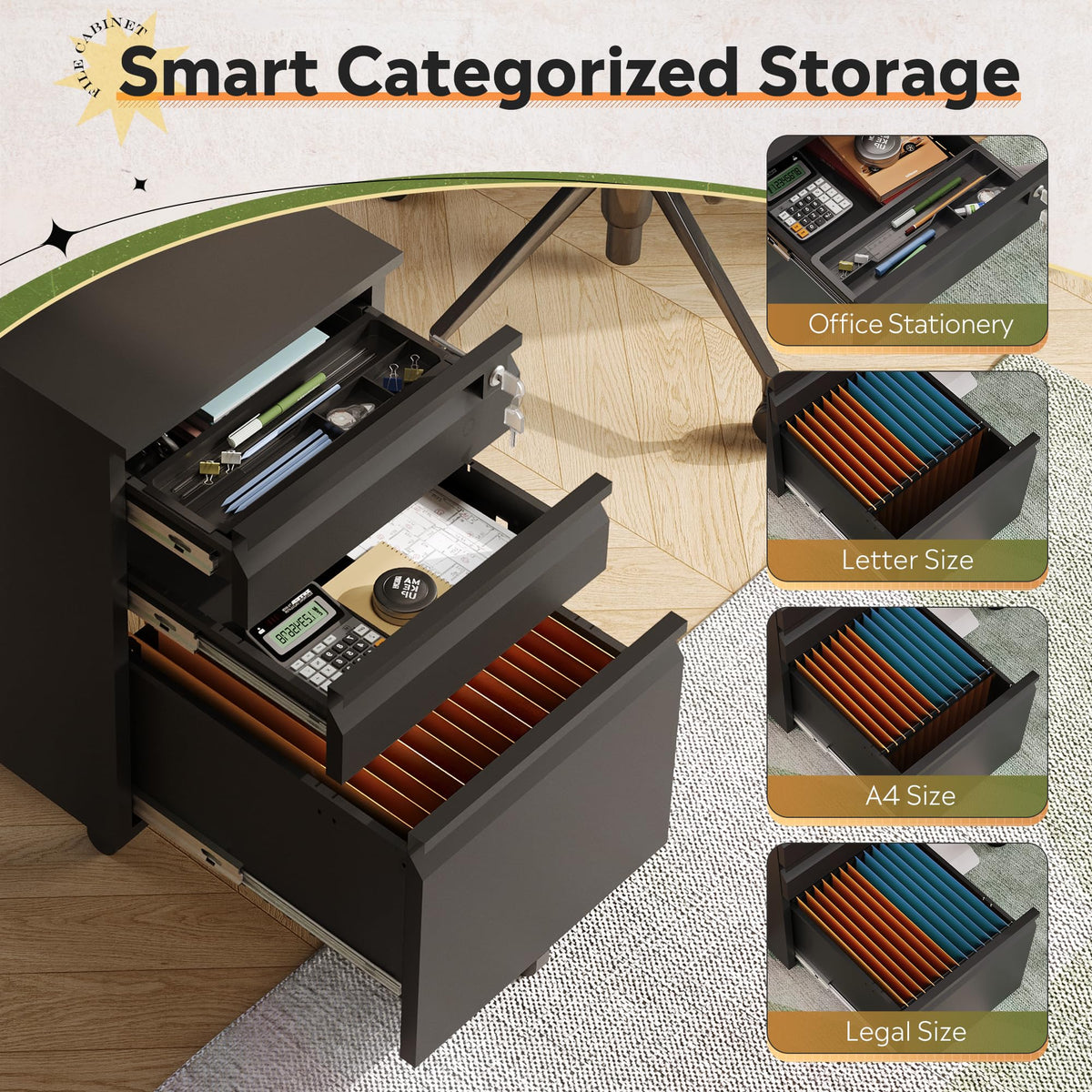 3 Drawer Mobile File Cabinet with Lock S220630