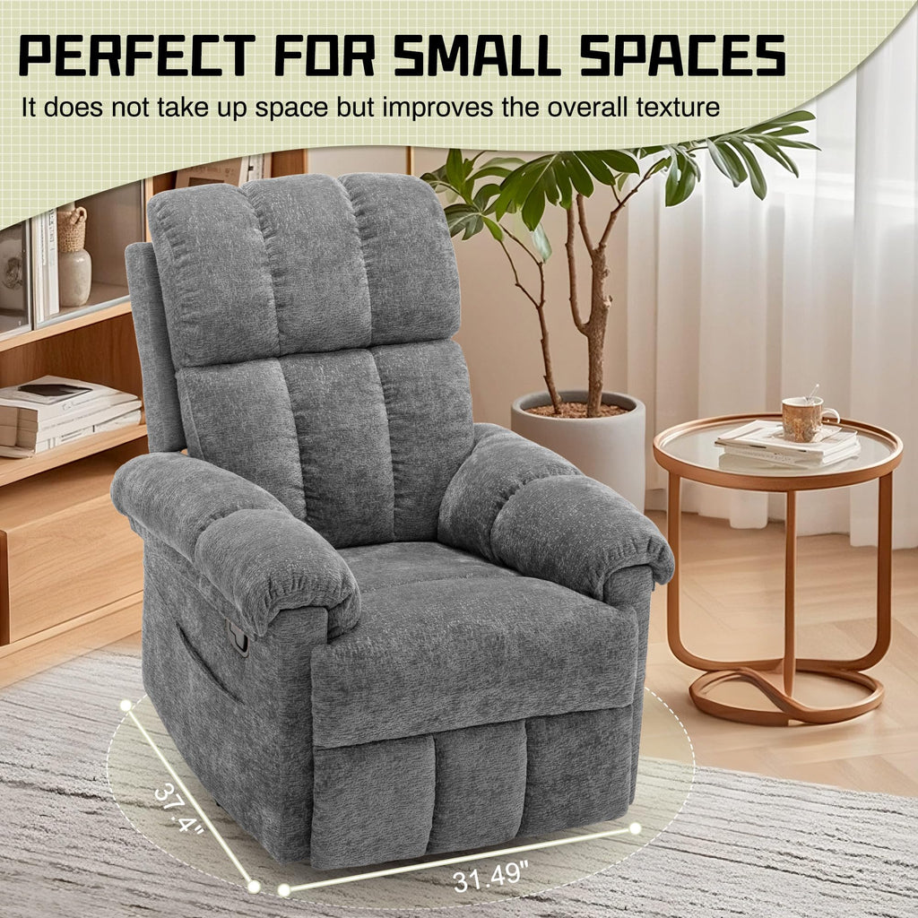 Grey Chenille Swivel Rocker Recliner Chair Z19009