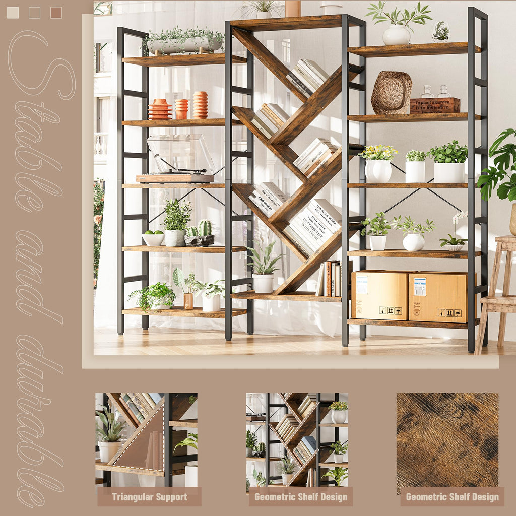 70x70 5 Tier Wooden Bookcase with 17 Open Shelf J98672