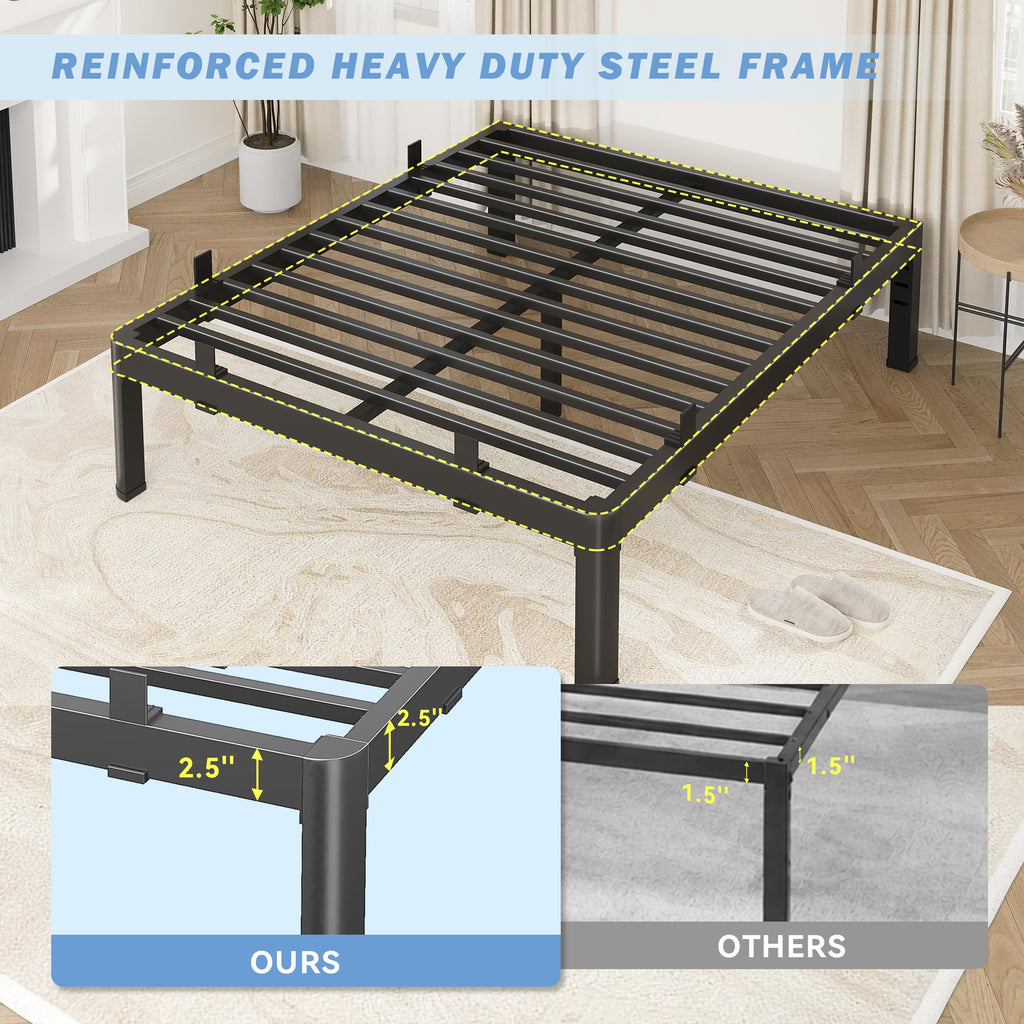 18 Inch Metal King Bed Frame with Steel Support F260849